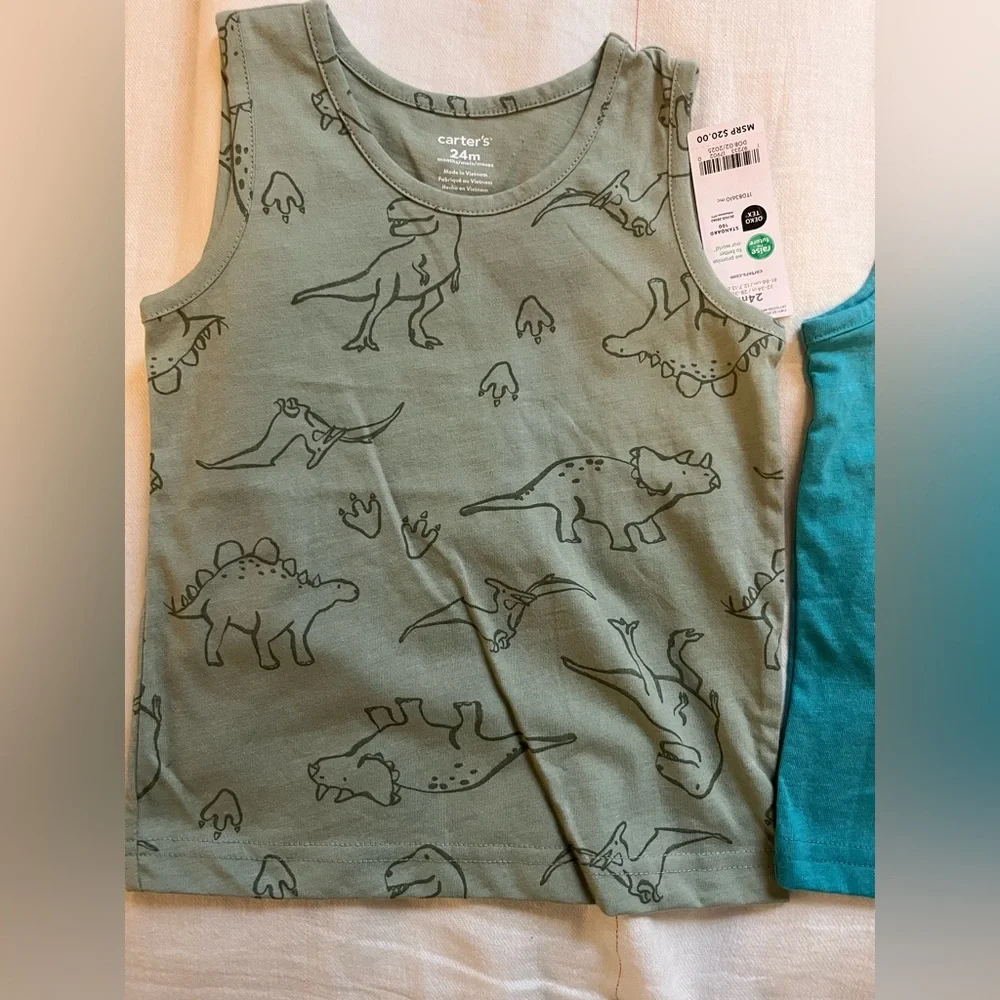NWT Carter’s 3 Tank Top Sleeveless Shirts Toddler Baby Boy Summer Beach Dino